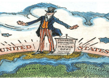 Ilustración de la época en que fue definida la Doctrina Monroe.