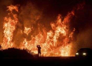 Las llamas del incendio forestal al norte de Ventura, California, el 6 de diciembre del 2017. Foto: Noah Berger / AP.
