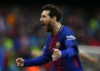 Lionel Messi, festeja un gol contra Atlético de Madrid en un partido por la liga española el domingo 4 de marzo de 2018 en Barcelona. (AP Foto/Manu Fernandez)