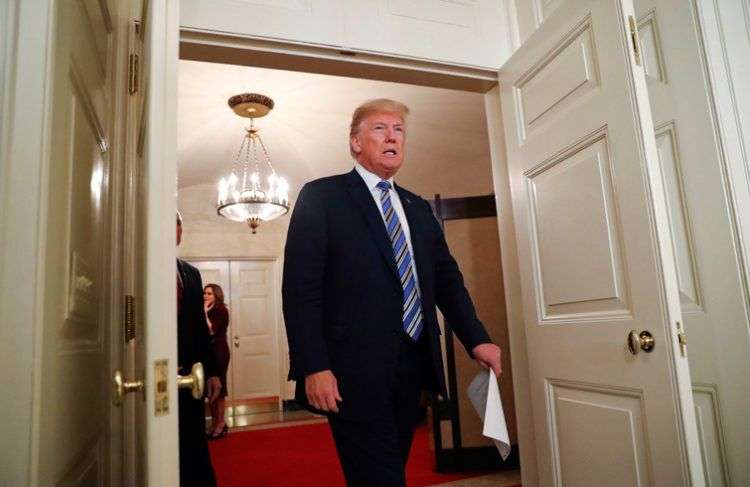 Donald Trump en la Sala Diplomática de la Casa Blanca, en Washington. Foto: Pablo Martínez Monsivais / AP.