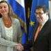 La jefa de la diplomacia de la Unión Europea, Federica Mogherini, junto el canciller cubano, Bruno Rodríguez, este jueves en La Habana. Foto: Alejandro Ernesto / EFE.