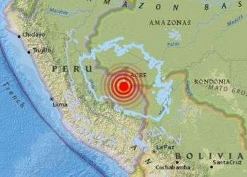 Localización del fuerte sismo de magnitud 7,1 en Perú, este 24 de agosto de 2018. Infografía: adn40.