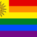 Bandera de Uruguay con los colores simbólicos de la comunidad LGTBI.