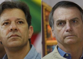 Los candidatos a la presidencia de Brasil Fernando Haddad (izquierda), del Partido de los Trabajadores; y su rival en el balotaje y favorito en las encuestas, Jair Bolsonaro. Foto: Andre Penner, Silvia Izquierdo / AP.