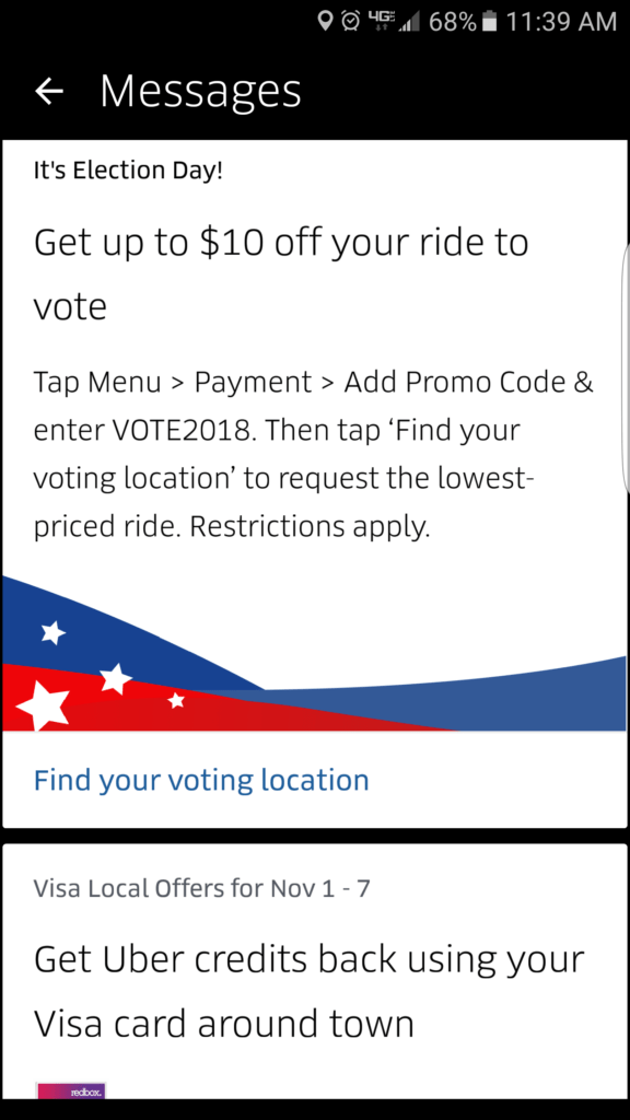 Uber se une al Día de Elecciones y ofrece 10 dólares de descuento por un viaje. 