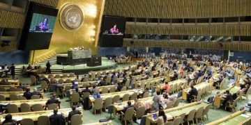 Sesión en la Asamblea General de la ONU donde se debatió la resolución cubana que pide el fin del embargo de EE.UU. contra Cuba el miércoles 31 de octubre de 2018, en la sede del organismo en Nueva York. Foto: Manuel Elias / ONU / EFE / Archivo.