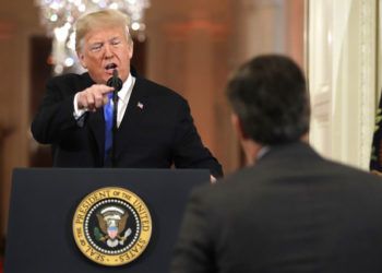 El presidente Donald Trump en la conferencia de prensa en la Casa Blanca en Washington el 7 de noviembre de 2018. Foto: Evan Vucci / AP.