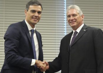 Pedro Sánchez y Miguel Díaz-Canel en la ONU. Foto: EFE.