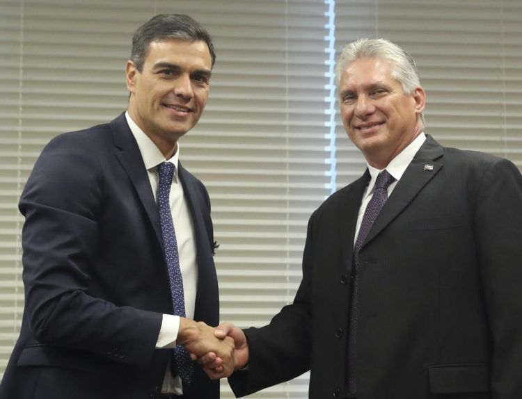 Pedro Sánchez y Miguel Díaz-Canel en la ONU. Foto: EFE.