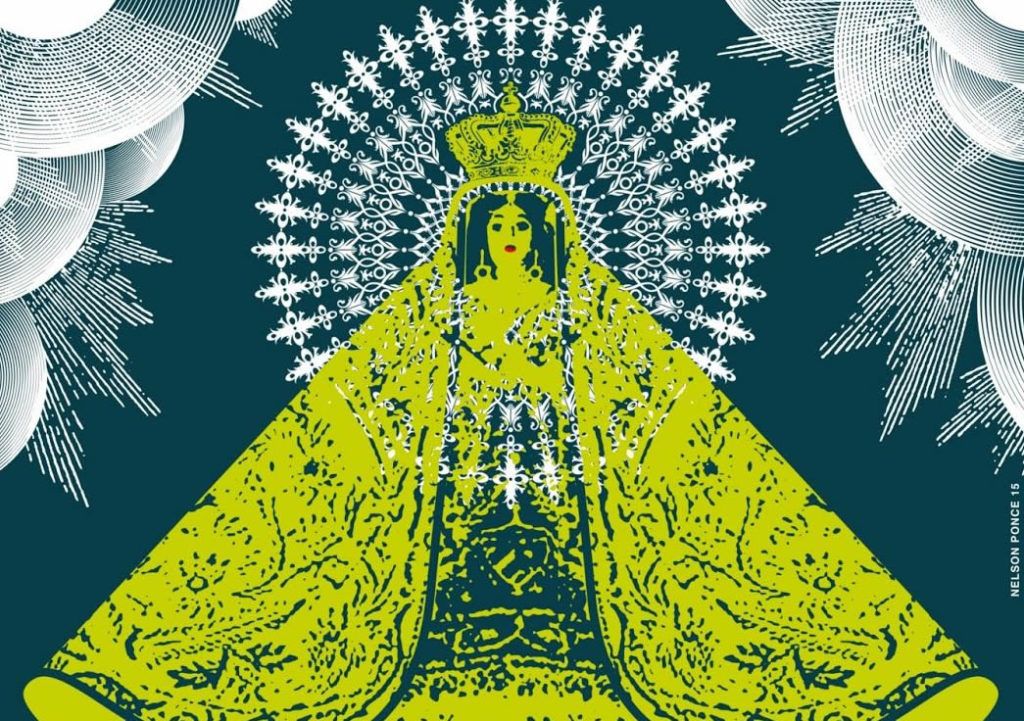 Fragmento del Cartel para Mi Virgen de la Caridad de Enrique Pineda Barnet y Carlos Barba Salva. Diseño: Nelson Ponce.