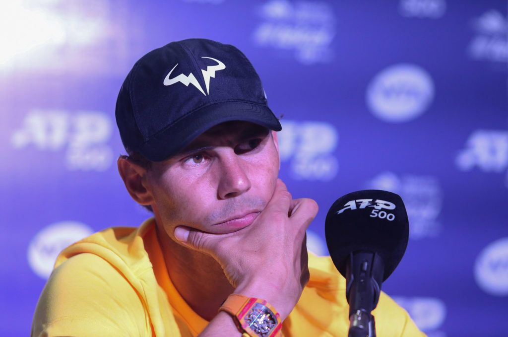 El tenista español Rafael Nadal en una rueda de prensa de la primera ronda del Abierto Mexicano de tenis disputado en el puerto de Acapulco, México. Foto: David Guzmán / EFE.