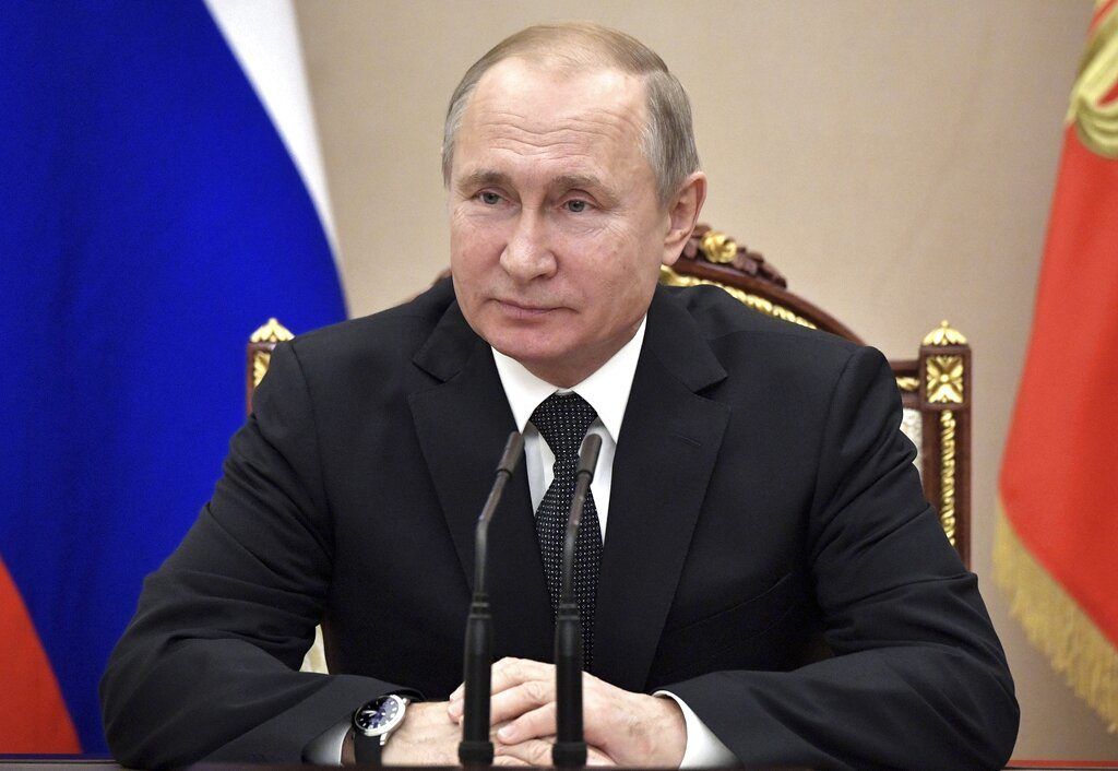 El presidente ruso Vladimir Putin preside una reunión de seguridad en Moscú, el viernes 1 de febrero de 2019. Foto: Alexei Nikolsky / Sputnik / Kremlin Pool vía AP.