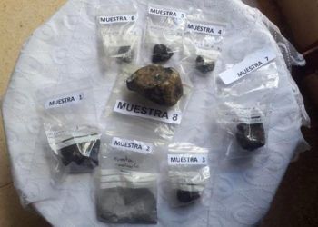 Fragmentos del meteorito caídos en Viñales el 1 de febrero de 2019, y analizados por por científicos cubanos. Foto: Argelia Fernández / Granma.
