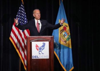 El ex vicepresidente Joe Biden hablando en Delaware, 16 de marzo de 2019. Foto: AP.