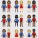Las nuevas variaciones del emoji de pareja en una ilustración sin fecha proporcionada por Tinder/Emojination. La autoridad de los emojis Unicode Consortium aprobó 71 nuevas variaciones para los tonos de color del emoji de las parejas que serán agregadas en 2019. (Tinder/Emojination vía AP)
