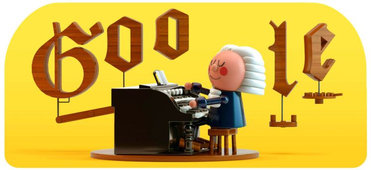 El primer "Doodle" de Google creado con inteligencia artificial en honor del compositor de música clásica Johann Sebastian Bach, visible el 21 de marzo del 2019. Foto suministrada por Google vía AP.
