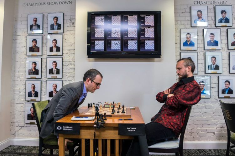 Leinier Domínguez lo intentó todo contra Timur Gareyev, pero al final terminó el duelo en tablas. Foto: US Chess