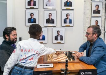 Hikaru Nakamura y Leinier Domínguez entablaron en la penúltima ronda del Nacional de Estados Unidos. Foto: US Chess