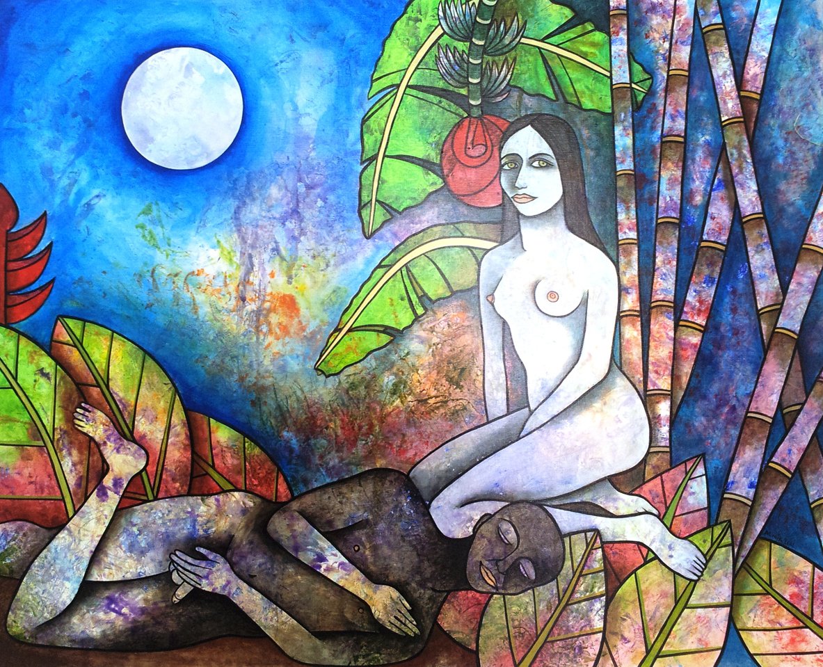 Mujer y luna. Obra: Alicia Leal.