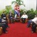 El presidente cubano, Miguel Díaz-Canel (3-d), recibe al vicepresidente del Comité Central del Partido del Trabajo de Corea, Ri Su-yong (4-i), el jueves 23 de mayo de 2019. Foto: Estudios Revolución.