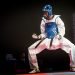 El cubano Rafael Alba celebra tras lograr su segunda corona mundial en Manchester, el 19 de mayo de 2019. Foto: worldtaekwondo.org