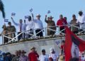 El presidente cubano Miguel Díaz-Canel, el exmandatario Raúl Castro y otros dirigentes del gobierno cubano e invitados, en la presidencia del desfile por el Día Internacional de los Trabajadores, el 1ro de mayo de 2019 en la Plaza de la Revolución "José Martí" de La Habana. Foto: Otmaro Rodríguez.