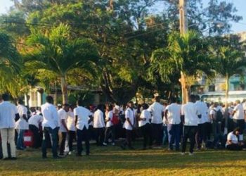 Protesta de estudiantes del Congo en La Habana, abril de 2019. Foto: Estudiantes en Facebook.