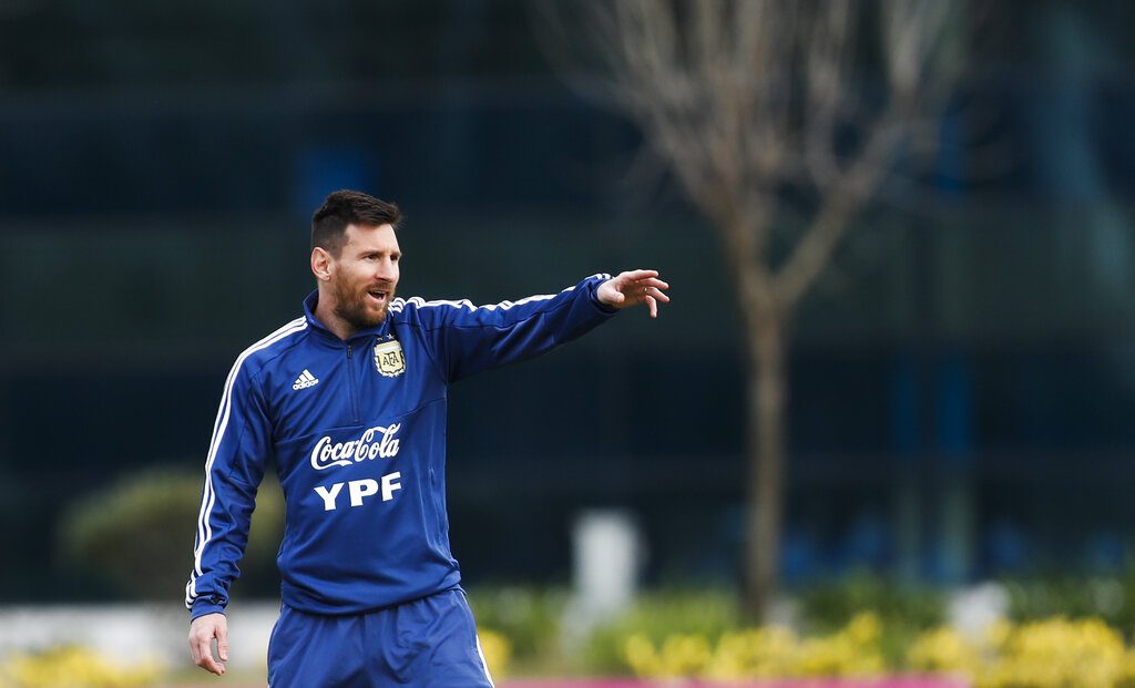 El delantero argentino Lionel Messi durante un entrenamiento de la selección en Buenos Aires, el miércoles 5 de junio de 2019. Foto: Natacha Pisarenko / AP.