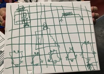 Esta fotografía sin fecha proporcionada por la Academia Estadounidense de Pediatría el viernes 5 de julio de 2019 muestra un dibujo elaborado por un niño migrante en el Centro de Alivio Humanitario de Caridades Católicas en McAllen, Texas. Foto: Academia Estadounidense de Pediatría vía AP.
