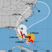 El cono de impacto del huracán Dorian este domingo a la 5PM. Imagen: NHC/NOAA.