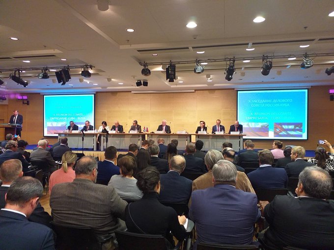 Décima sesión del Comité Empresarial Cuba-Rusia, celebrada en Moscú el 18 de septiembre de 2019. Foto: @EmbacubaRusia / Twitter.
