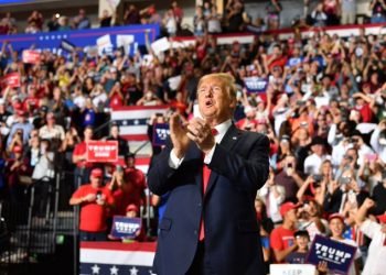 El presidente Donald Trump en un acto de campaña en Río Rancho, Nuevo México, el 16 de septiembre de 2019. Foto: @JamesNavaCom / Twitter.