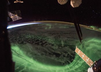 Aurora boreal desde Estación Orbital. Foto: NASA