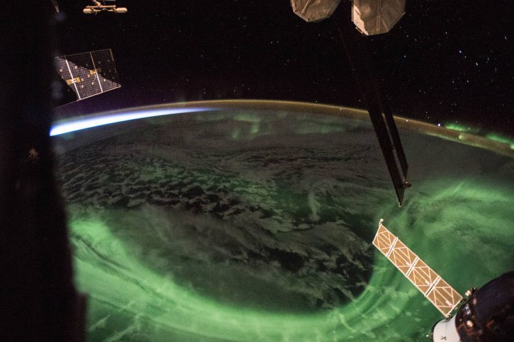 Aurora boreal desde Estación Orbital. Foto: NASA