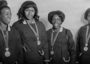La cuarteta del 4x100 en México 68, ganadora de la medalla de plata: Fulgencia Romay, Marlene Ejalde, Violeta Quesada y Miguelina Cobián. Foto: Vanguardia.