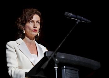 La directora general de la UNESCO, Audrey Azoulay, habla durante la apertura del 41 Festival de Cine de La Habana este jueves, en La Habana. Foto: Yander Zamora.