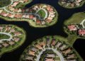 En esta imagen, tomada el 24 de octubre de 2019, vista aérea de una urbanización en los humedales de Everglades, cerca de Naples, Florida. Foto: AP/Robert F. Bukaty