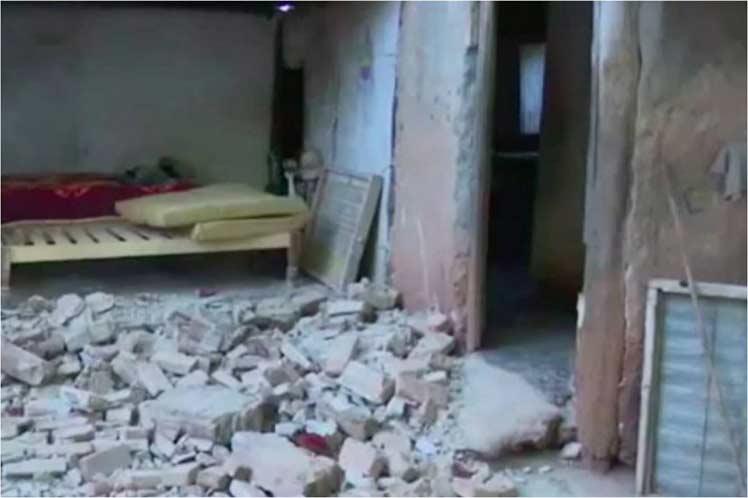 Daños en una vivienda en la provincia cubana de Granma, tras el terremoto del pasado 28 de enero de 2020. Foto: Prensa Latina.