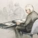 Bosquejo de Julian Assange en el tribunal de Londres el 24 de febrero del 2020.  (Elizabeth Cook/PA via AP)