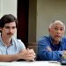El cineasta cubano Rigoberto López (1947-2019) junto al actor Daniel Romero Pildain, protagonista de "El Mayor", en conferencia de prensa en la ciudad de Camagüey el 16 de enero de  2018. Foto: Rodolfo Blanco/ACN.