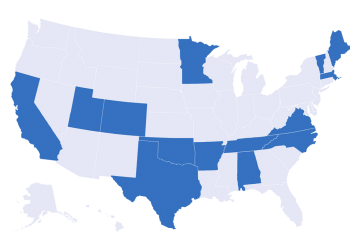 Sombreados en azul, los 14 estados donde se vota en este Súper Tuesday. Infografía: politico.com