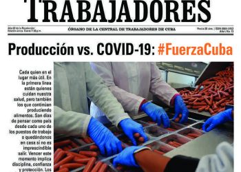 Fragmento de la portada del semanario cubano Trabajadores, el lunes 30 de marzo de 2020.