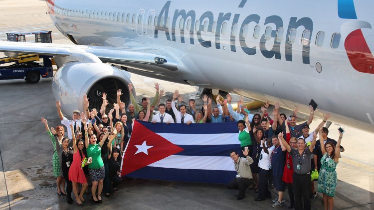 Llegada del primer vuelo de American Airlines a La Habana el 17 de septiembre de 2016./American Airlines/Archivo