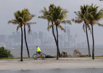 Vista de Miami cerca de Biscayne Bay el 15 de mayo de 2020. Foto: AP.