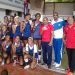 Elio Gómez (der), junto a entrenadores y atletas del equipo de Voleibol femenino de La Habana en los juegos escolares. Foto: Elio Gómez/Facebook.