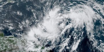 Imagen de satélite de la depresión tropical numero nueve de 2020. Foto: weather.gov/Facebook.