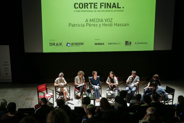 Las realizadoras Heidi Hassan y Patricia Pérez durante el Festival Internacional de Cine Documental de Madrid. Foto: documentamadrid.com