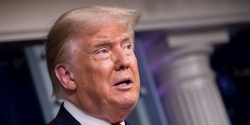 El presidente de EE.UU., Donald Trump, durante una rueda de prensa en la Casa Blanca, el 14 de agosto del 2020. Foto: Kevin Dietsch/EFE.