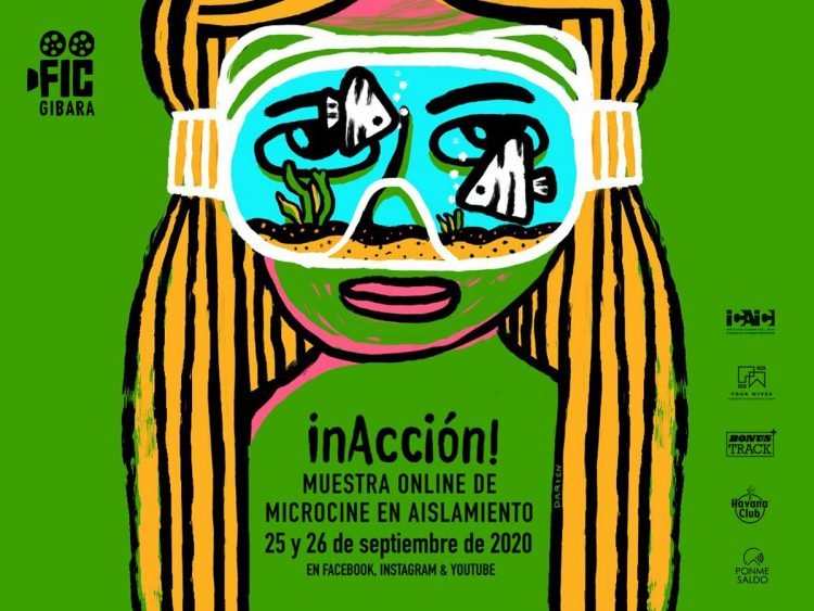 Cartel de "inAcción! Muestra online de microcine en aislamiento". Infografía: ficgibara.com