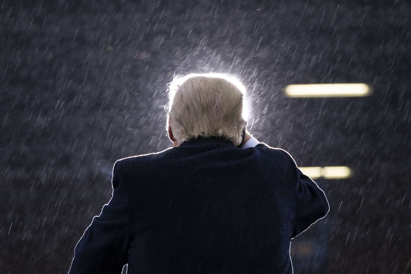 Trump speaks during a rally at Lansing International Airport, Michigan, on Tuesday, October 27. Photo: Evan Vucci/AP.